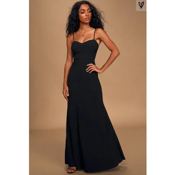 lulus black chiffon dress Heavenly Hues Black Maxi Dress
